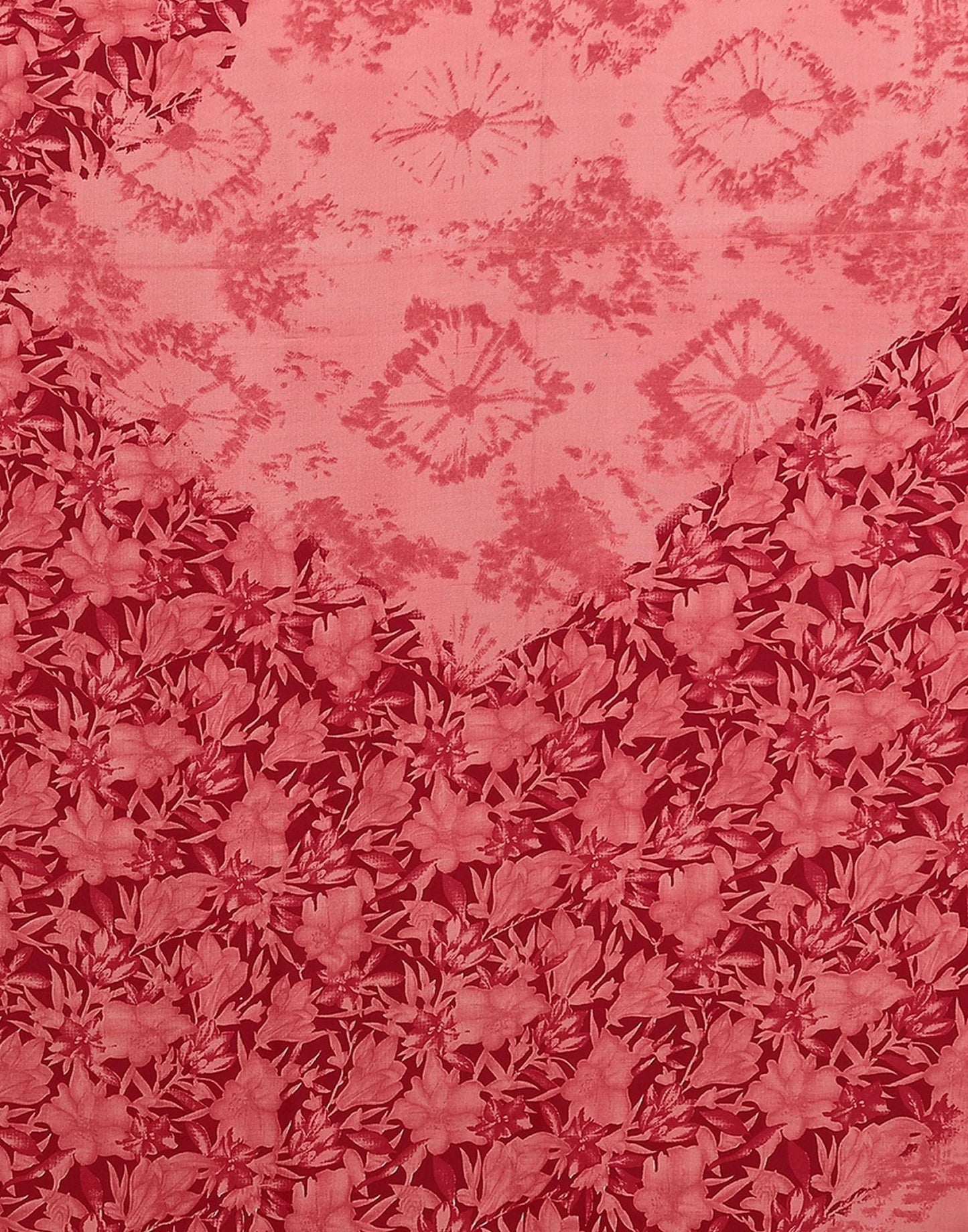 Georgette Floral Maroon and Pink Saree