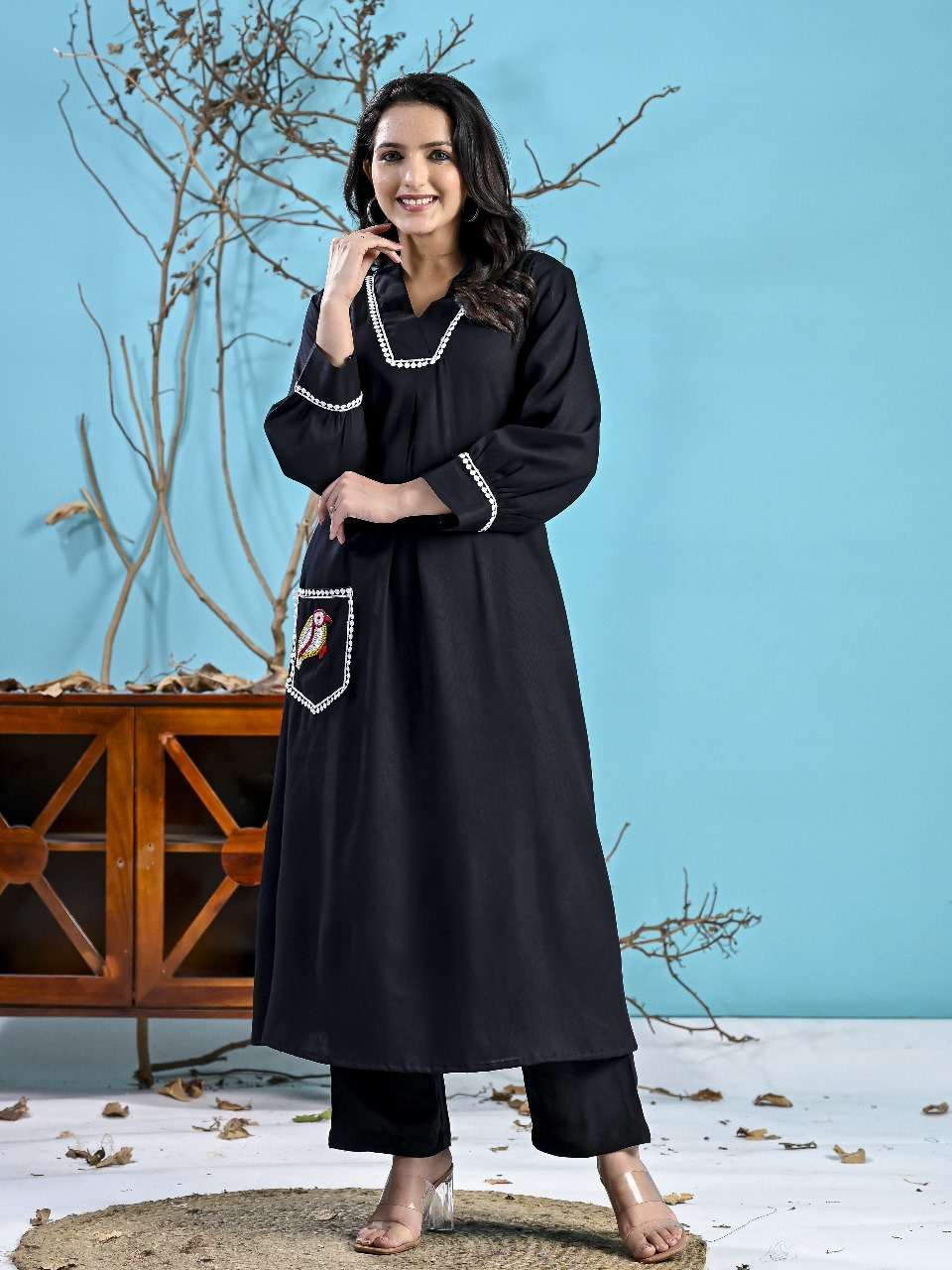 Black Rayon Co-ord Set