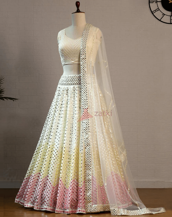 Multi Color Georgette Foil Mirror Work Designer Lehenga Choli