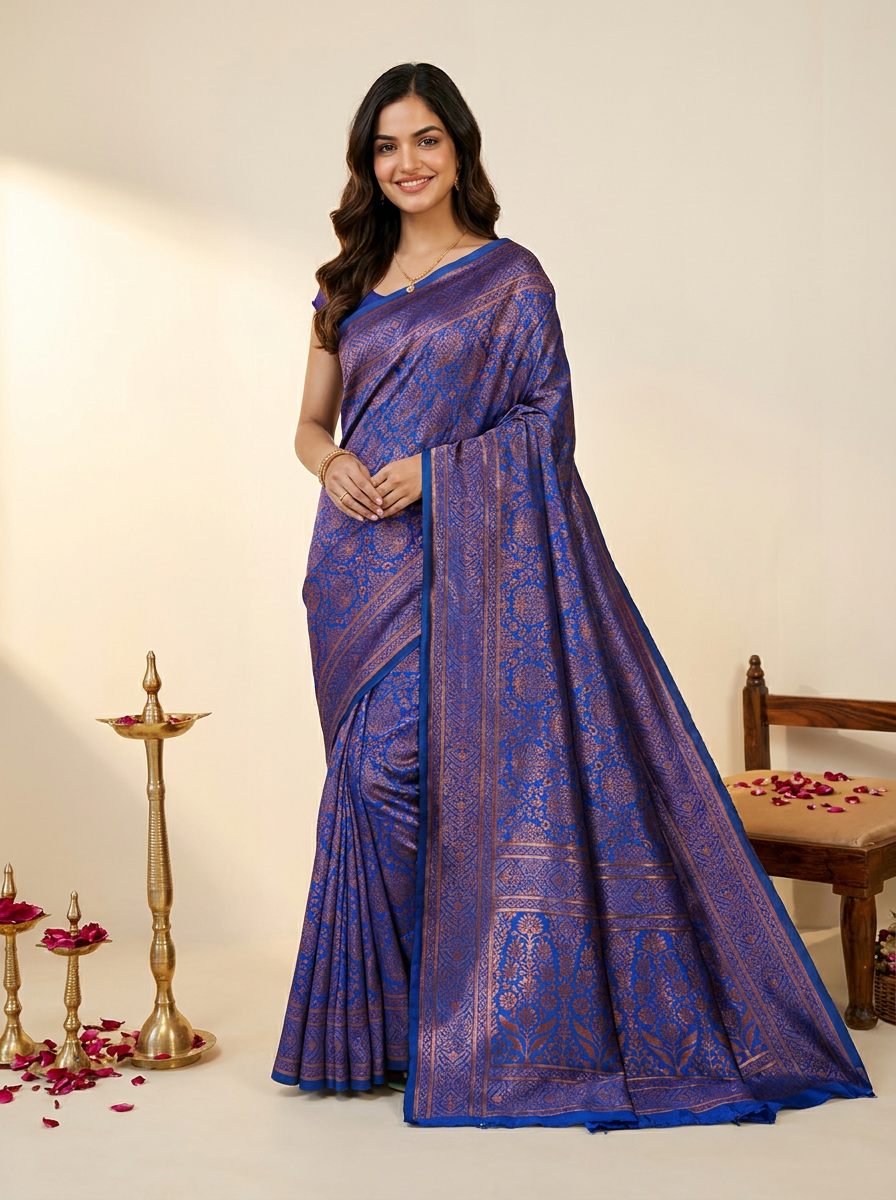 Vibrant Rani Pink Banarasi Silk Saree with Elegant Zari Weaving - 02 hero (1)