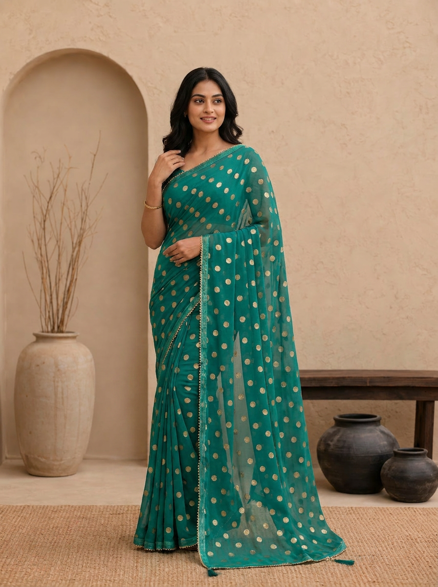 Swarna Polka Tassel Georgette Saree - 02 hero (2)