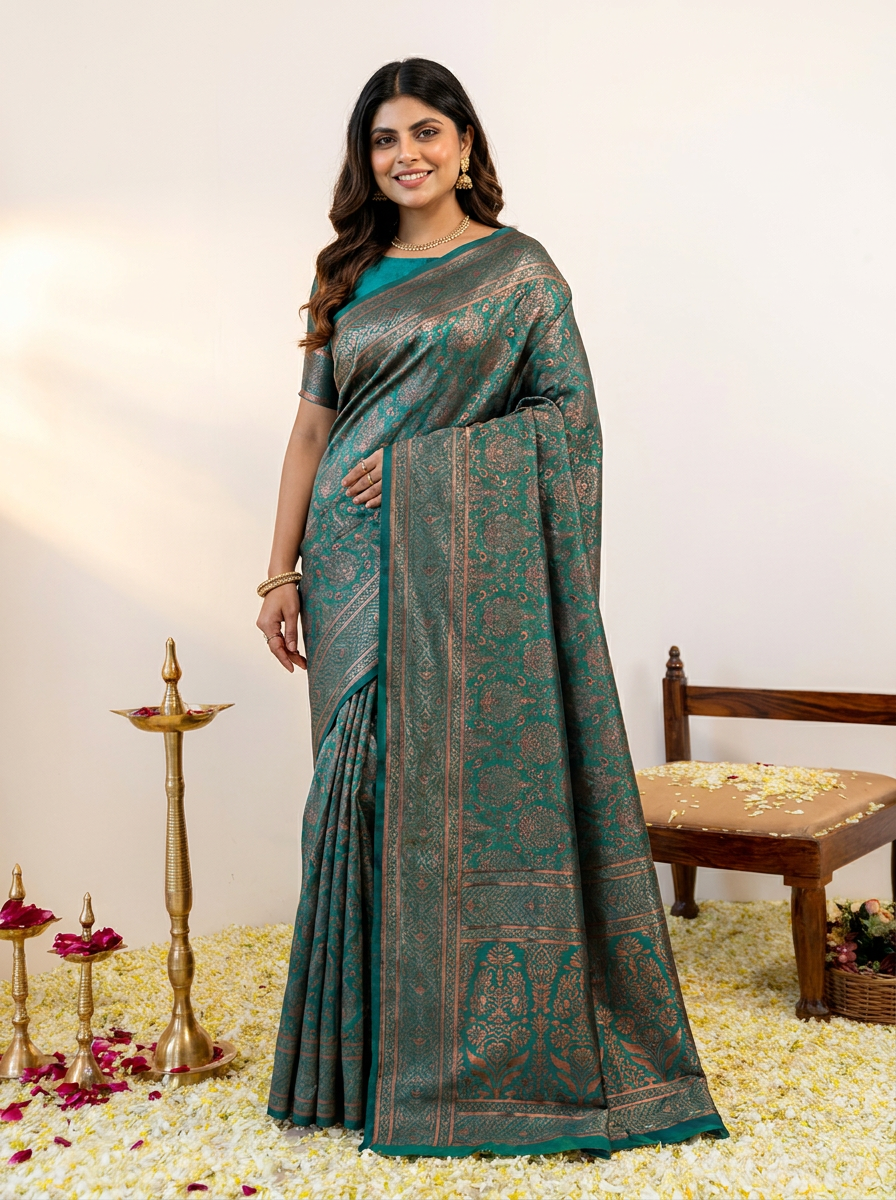 Vibrant Rani Pink Banarasi Silk Saree with Elegant Zari Weaving - 02 hero (5)