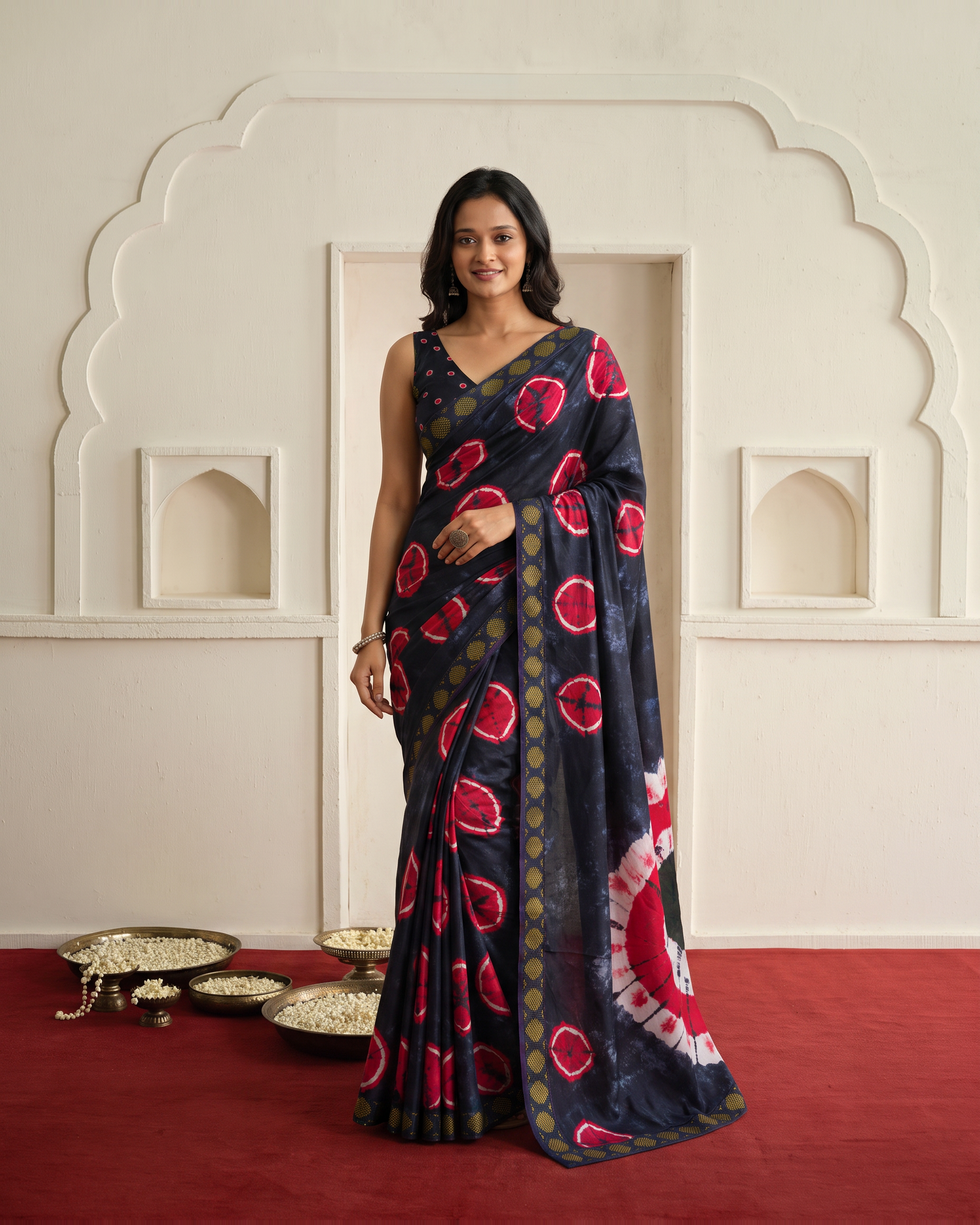 Vintage Charm Chikoo & Pink Shibori Saree