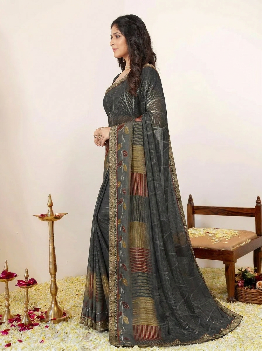 Aarohi Digital Print Chiffon Saree with Lace Border - 03 side (2)