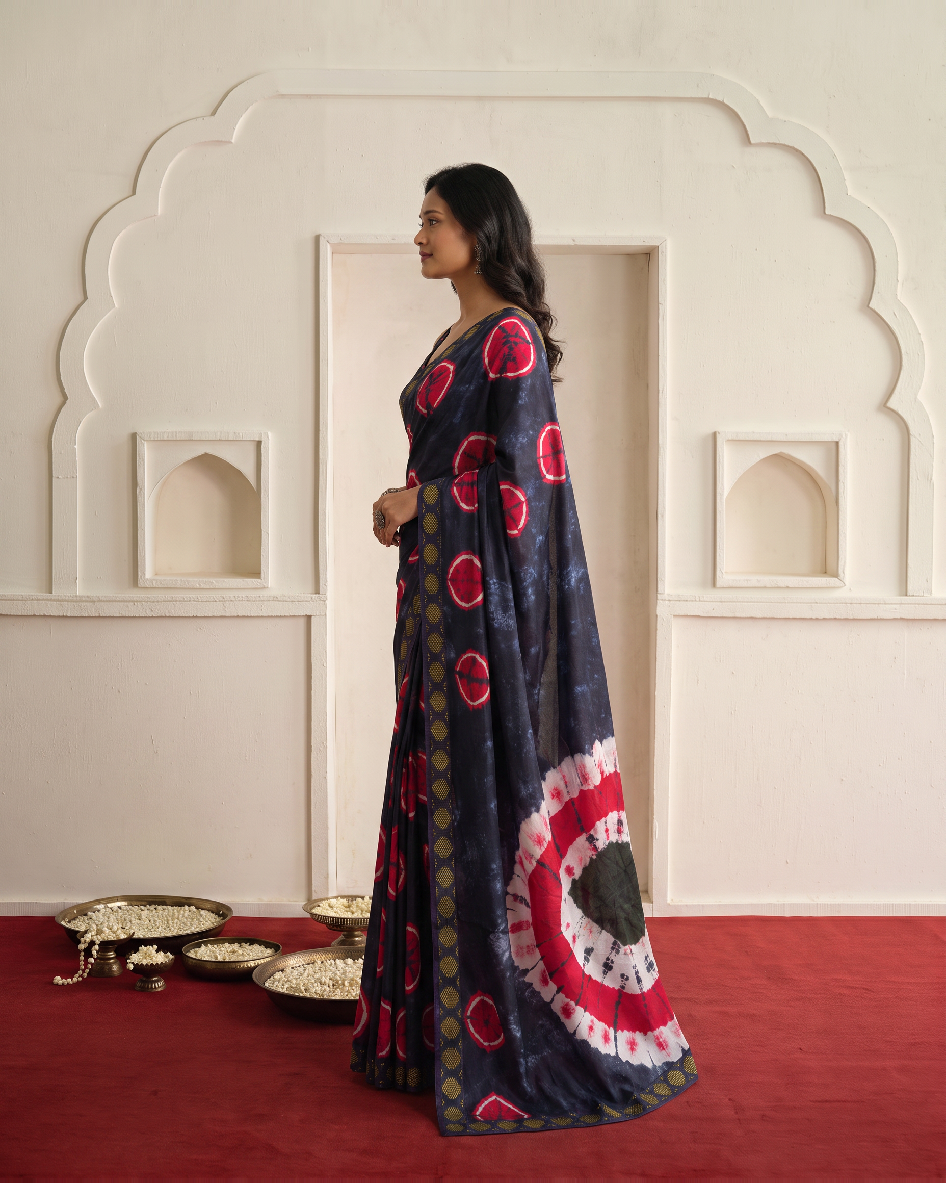 Vintage Charm Chikoo & Pink Shibori Saree