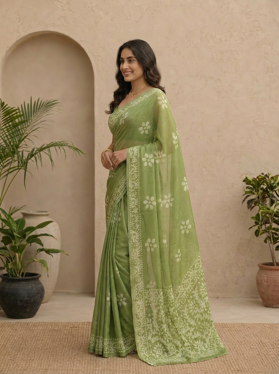Saanvi Floral Chiffon Everyday Saree - 03 side