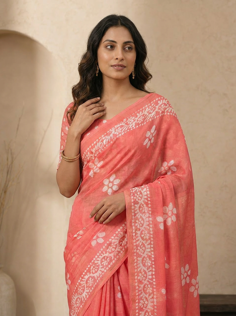 Saanvi Floral Chiffon Everyday Saree - 04 upper closeup (1)