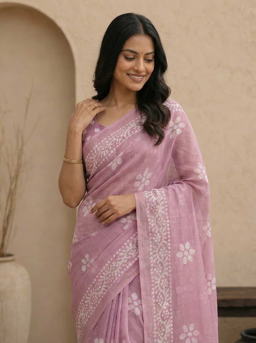 Saanvi Floral Chiffon Everyday Saree - 04 upper closeup (2)