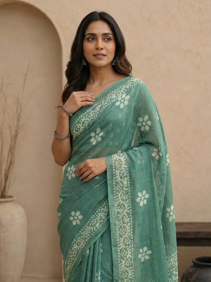Saanvi Floral Chiffon Everyday Saree - 04 upper closeup (3)