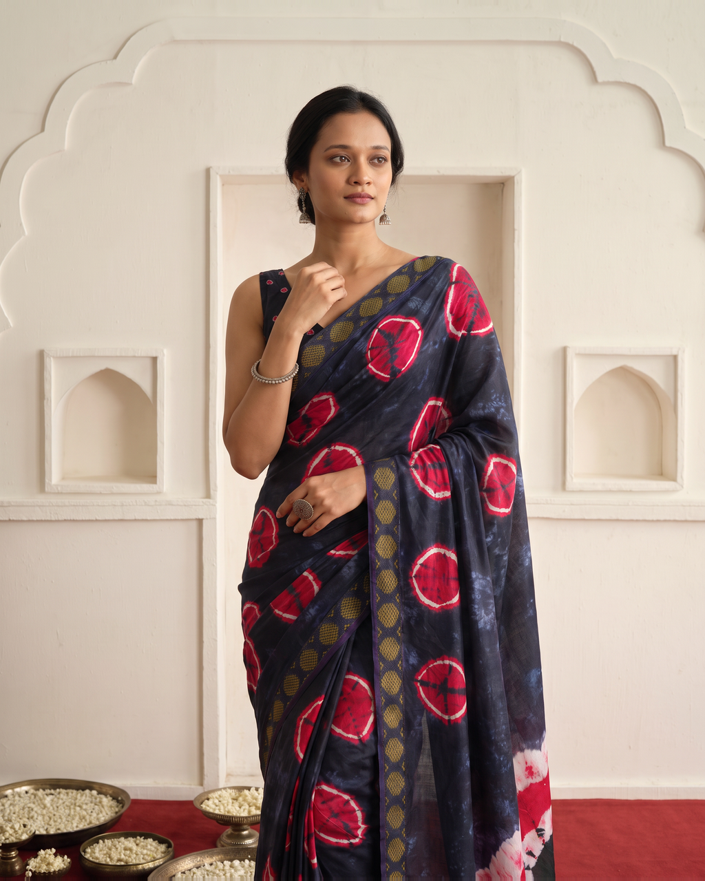 Vintage Charm Chikoo & Pink Shibori Saree