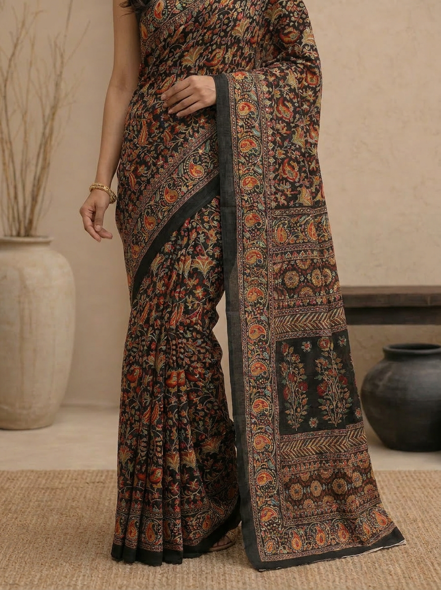 Kala Rang Silk Blend Floral Printed Saree - 05 lower closeup