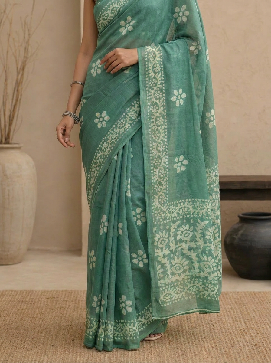 Saanvi Floral Chiffon Everyday Saree - 05 lower closeup (3)