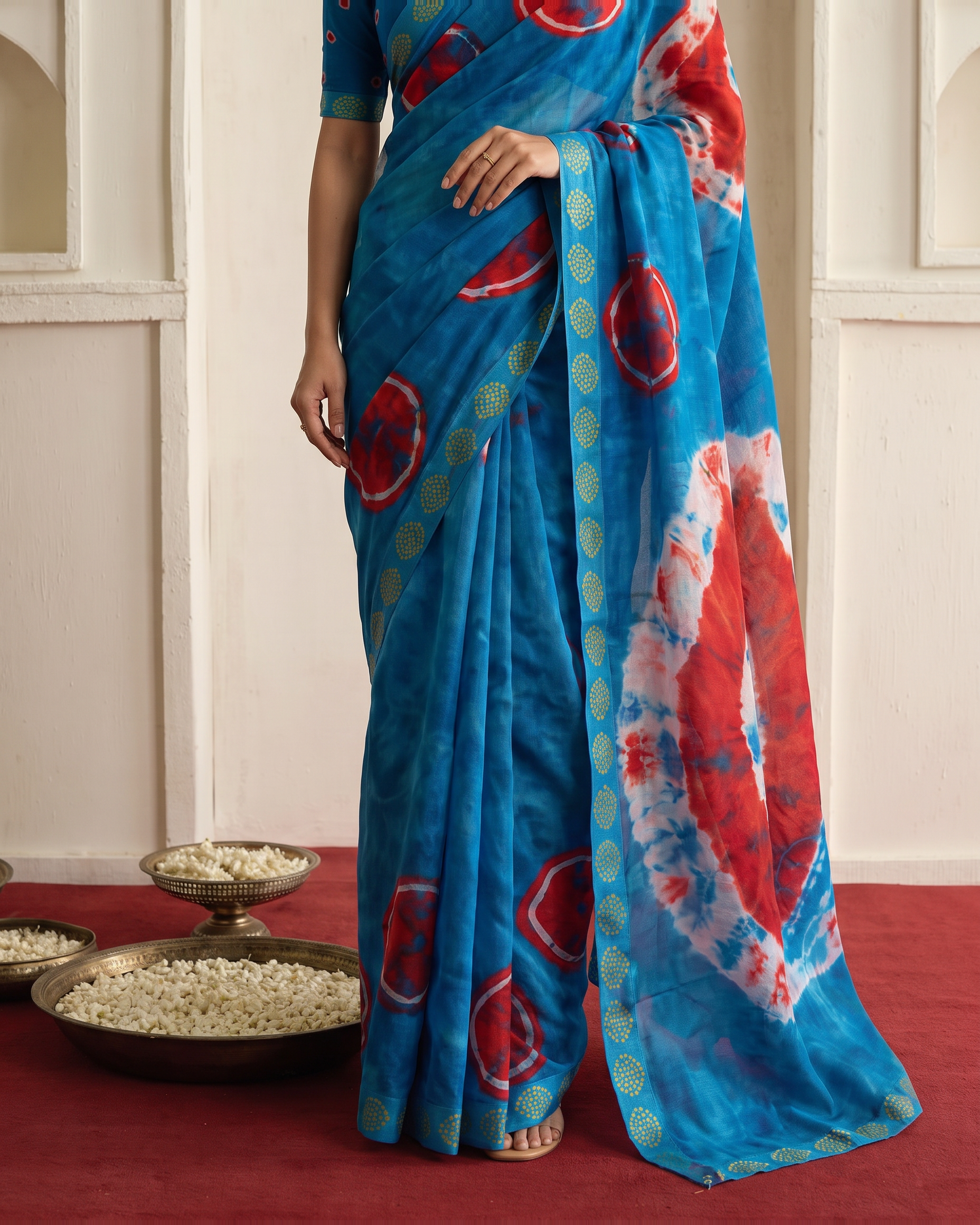 Vintage Charm Chikoo & Pink Shibori Saree