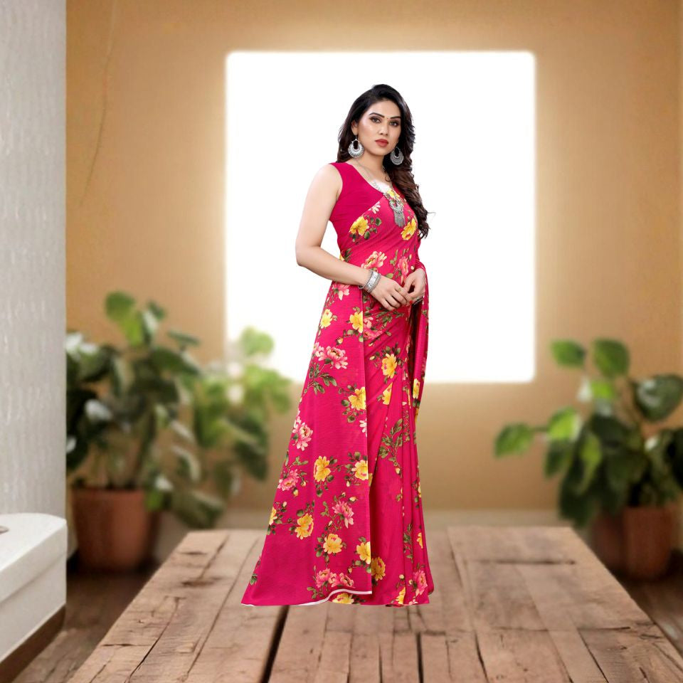 Beet Rouge Floral Georgette Saree