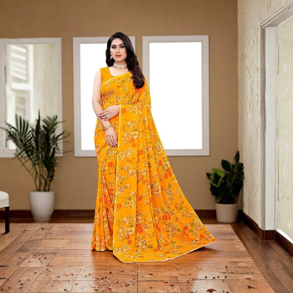 Royal Aura Blue Georgette Saree