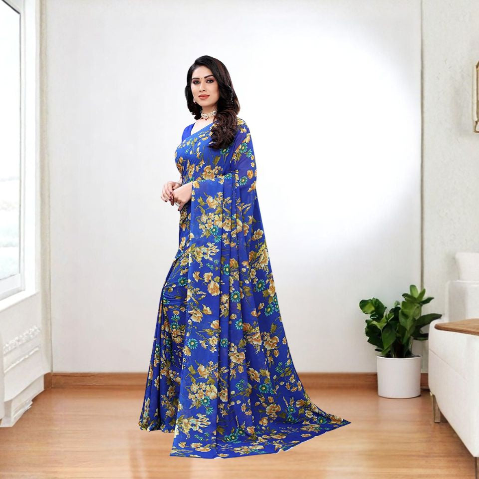 Royal Aura Blue Georgette Saree