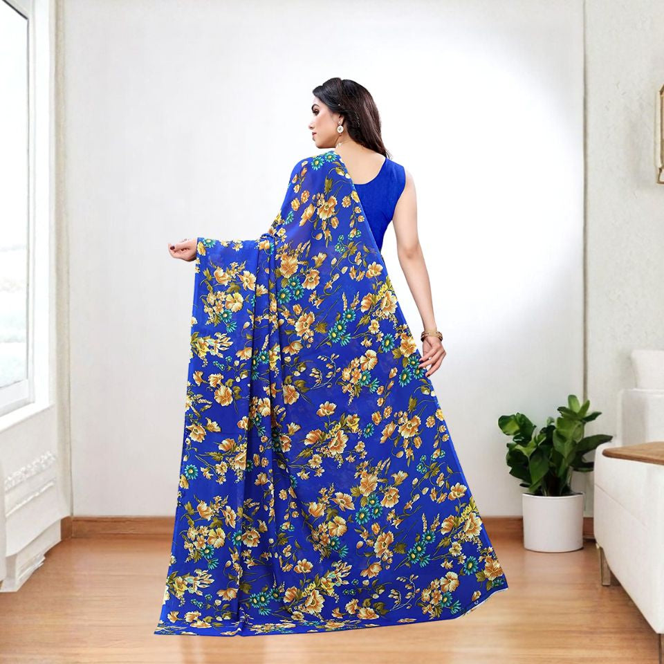 Royal Aura Blue Georgette Saree