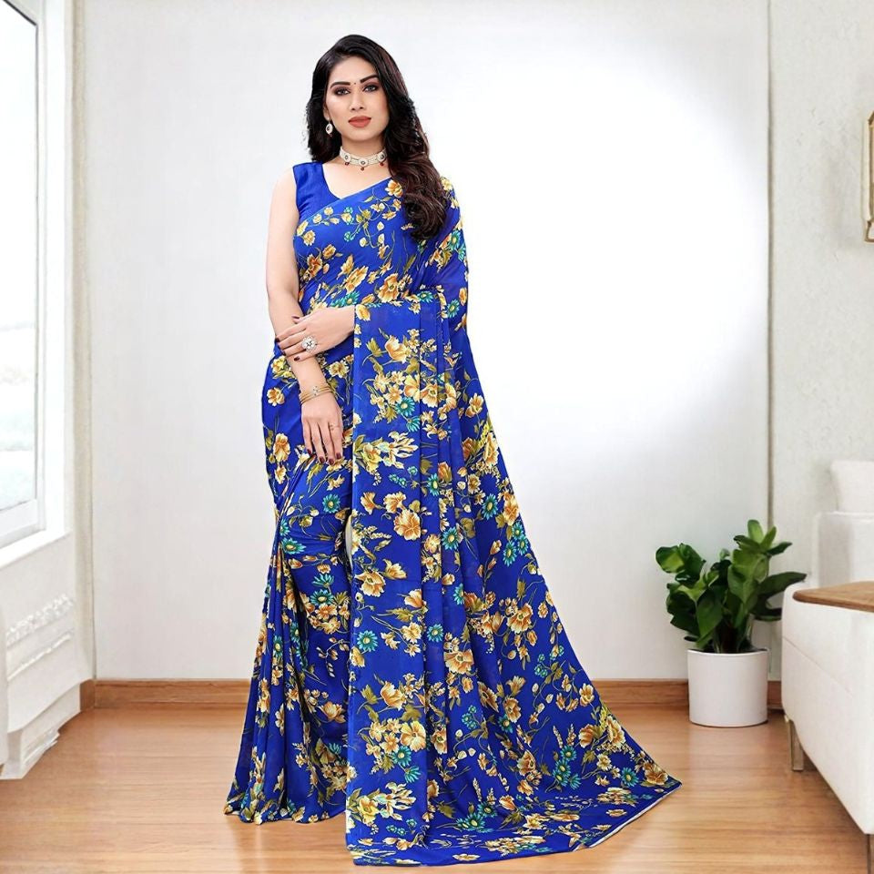 Royal Aura Blue Georgette Saree