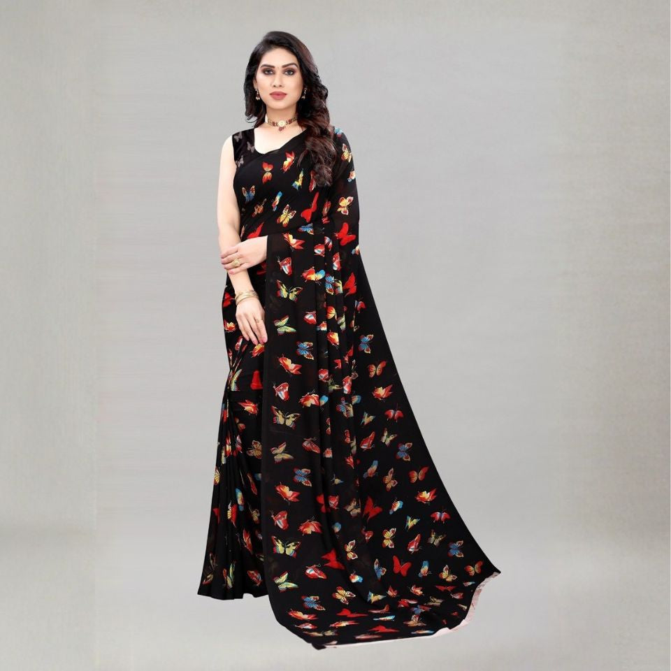 Royal Aura Blue Georgette Saree