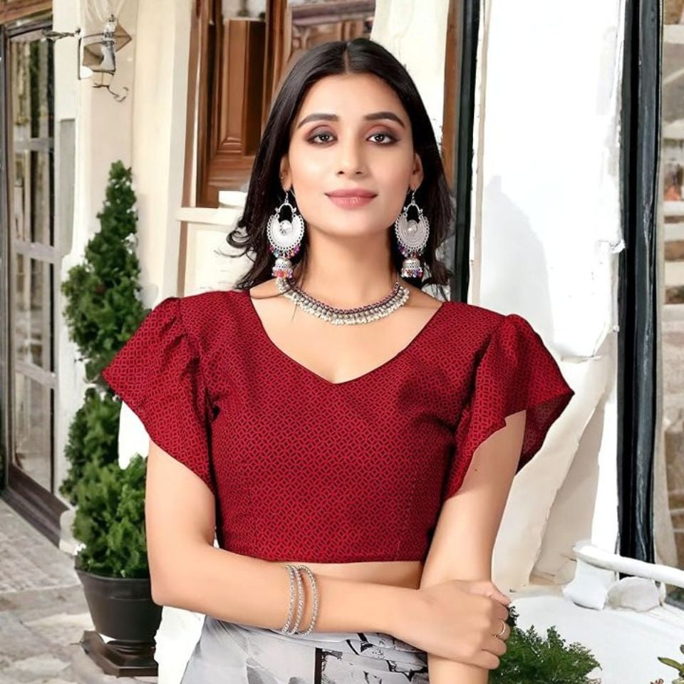 Ash Rose Harmony Grey & Red Georgette Saree