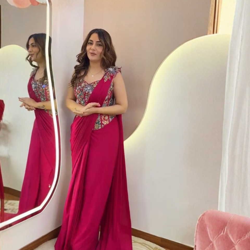 Aira Pink Embroidered Ready-to-Wear Saree