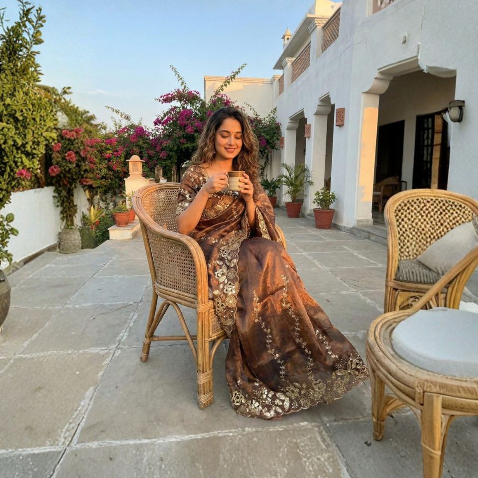 Farhina Fendy Chiffon Embroidered Saree