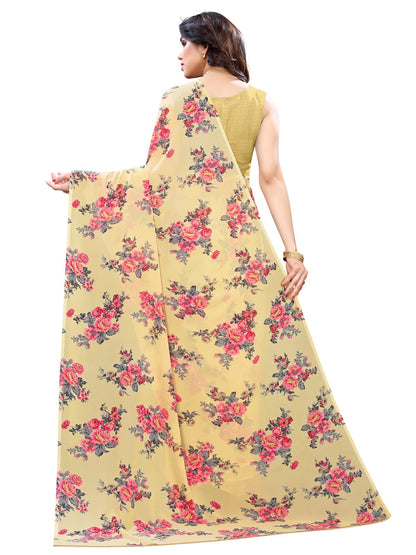 Georgette Floral Beige Saree
