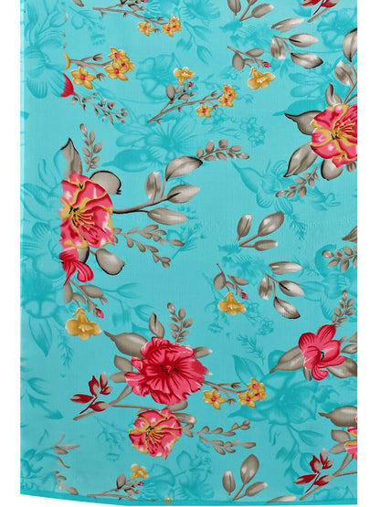 Georgette Floral Aqua Blue Saree