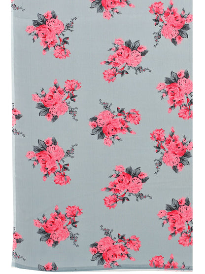 Georgette Floral Grey Saree