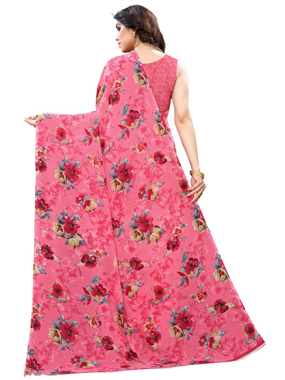 Georgette Floral Pink Saree