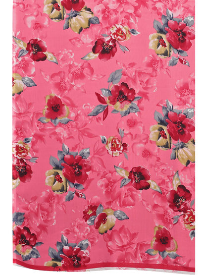 Georgette Floral Pink Saree