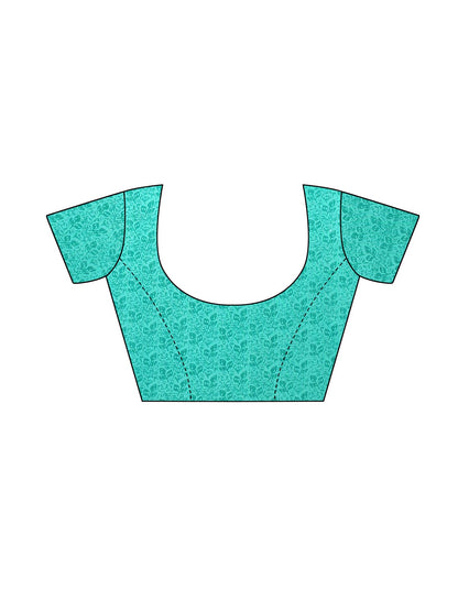 Georgette Floral Turquoise Green Saree