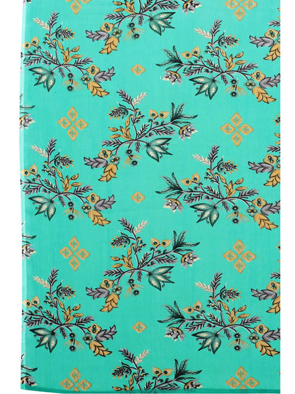 Georgette Floral Turquoise Green Saree