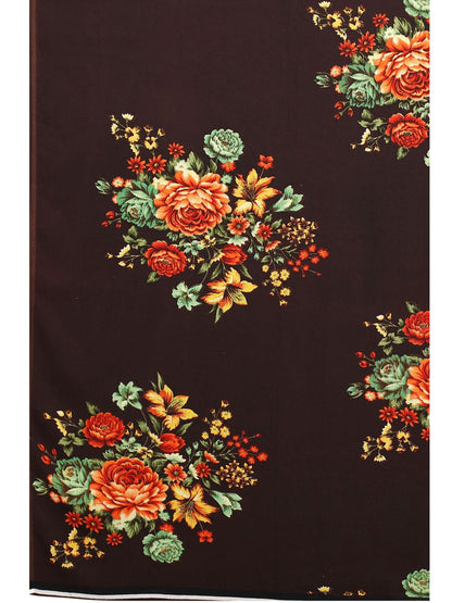 Georgette Floral Brown Saree