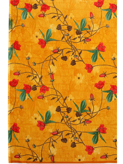 Georgette Floral Turmeric Yellow Saree