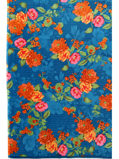 Georgette Floral Blue Saree