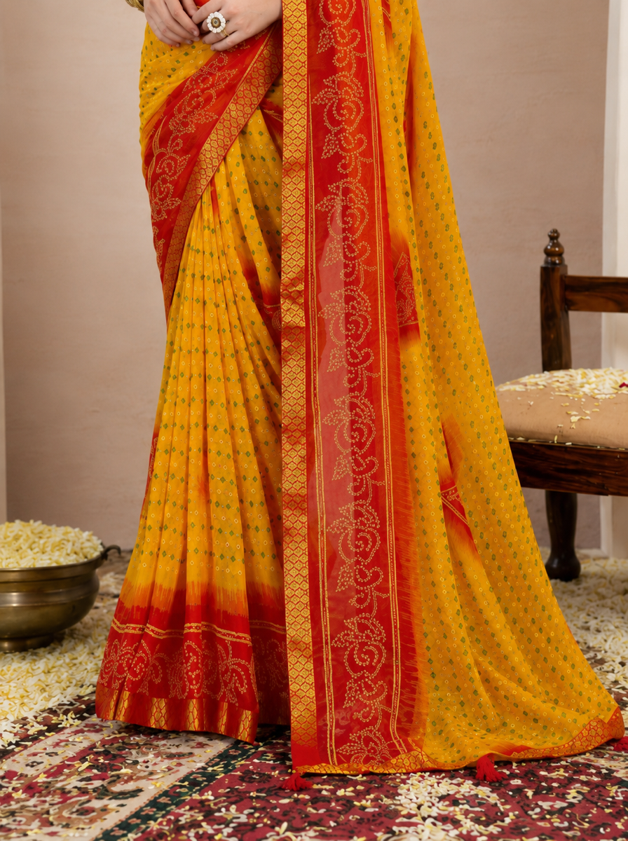 Bandhej Tassel Chiffon Saree - 1bc38ba8 3517 4093 a2a1 e28ffb9bec75