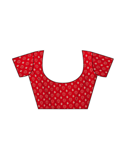 Georgette Bandhani Red Saree