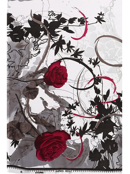 Georgette Floral Purple, White Saree