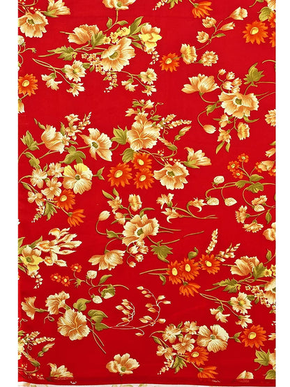 Georgette Floral Red Saree