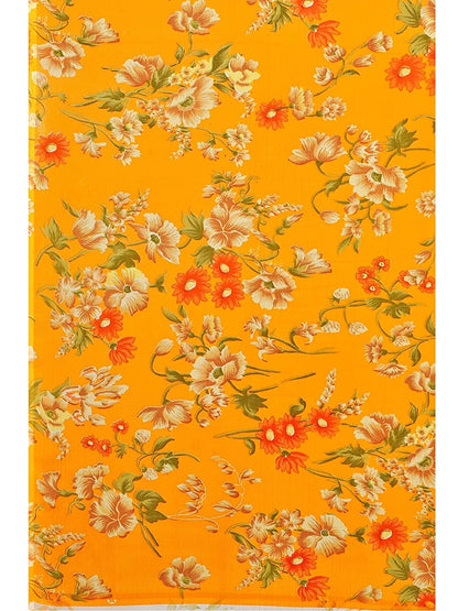 Georgette Floral Turmeric Yellow Saree