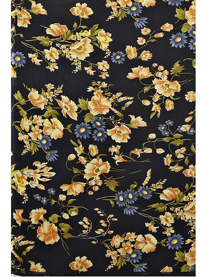 Georgette Floral Black Saree