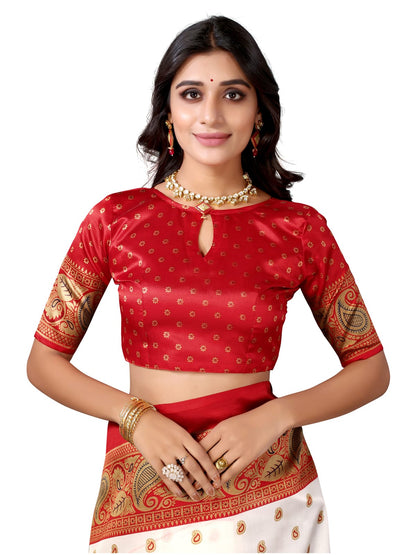 Art Silk Traditional Red Saree