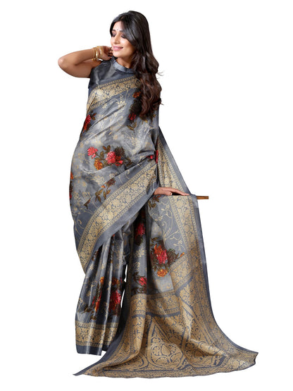Art Silk Grey Saree