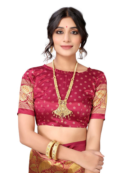 Art Silk Maroon & Beige Saree