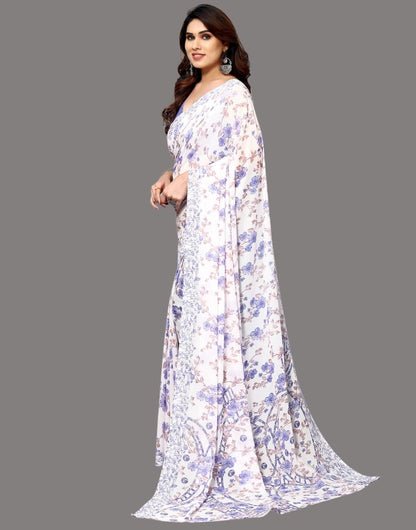 Georgette Floral Light Purple Saree