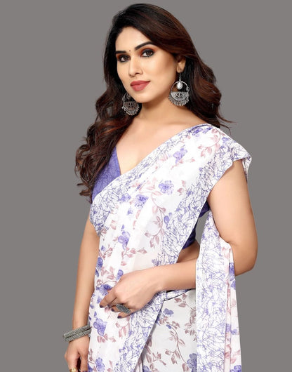 Georgette Floral Light Purple Saree