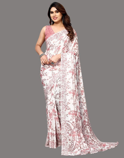 Georgette Floral Light Pink Saree
