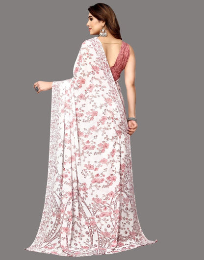 Georgette Floral Light Pink Saree