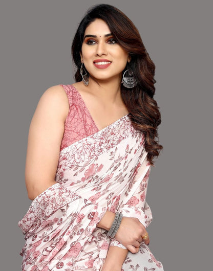 Georgette Floral Light Pink Saree